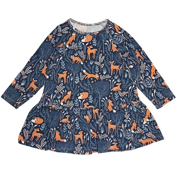 Winter Water Factory Chicago Dress Size 2T Deers Foxes Night Sky Organic Cotton - Picture 1 of 3